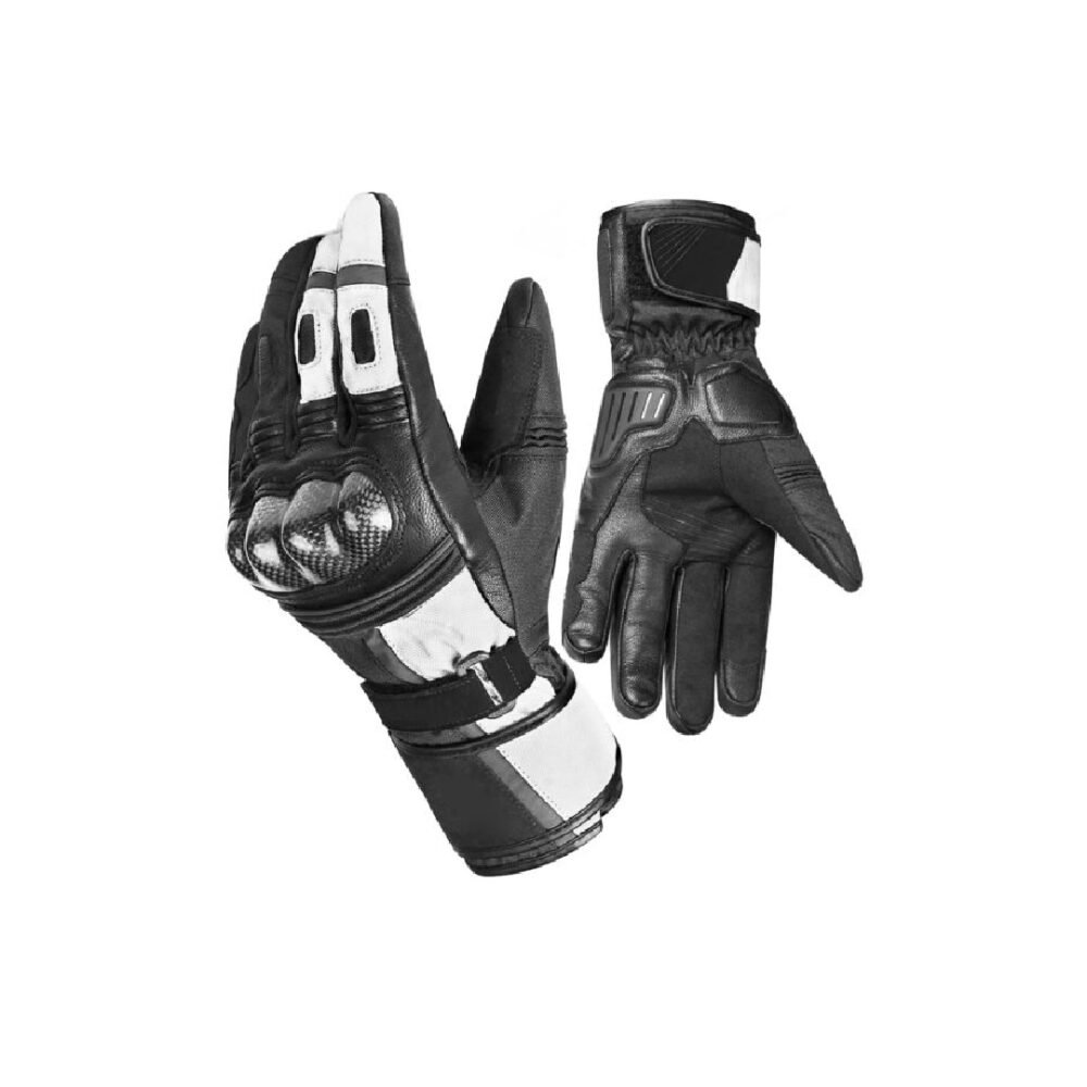 Black & White Armored Motorcycle Riding Gloves | Motorbike Glove | 200.17