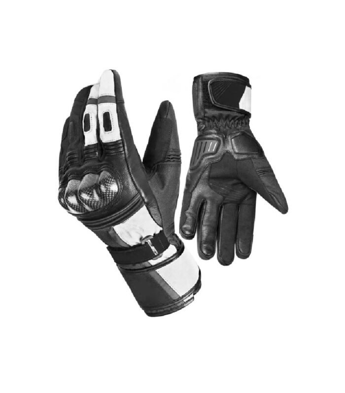 Black & White Armored Motorcycle Riding Gloves | Motorbike Glove | 200.17