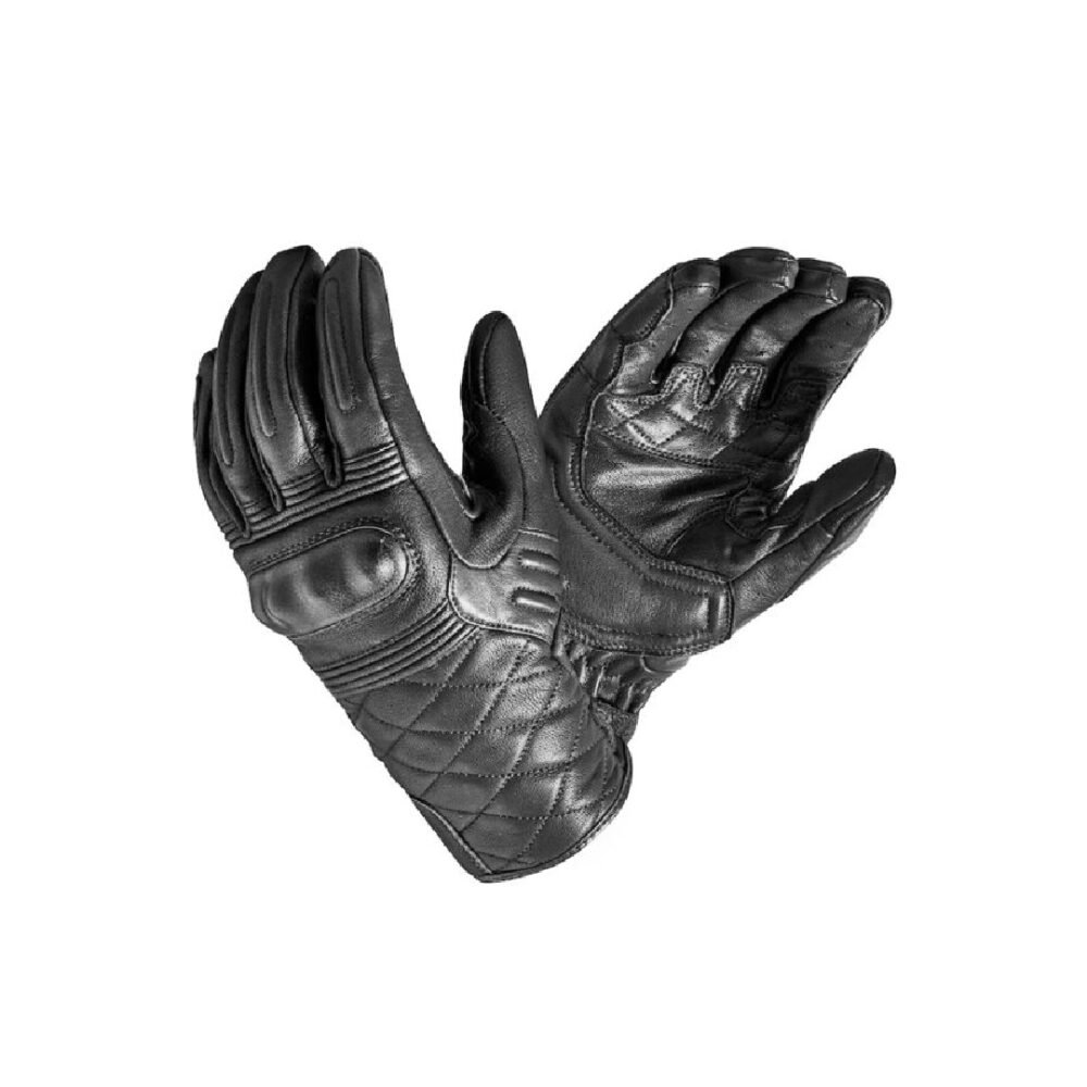 Classic Black Quilted Leather Motorcycle Gloves | Motorbike Glove | 200.8