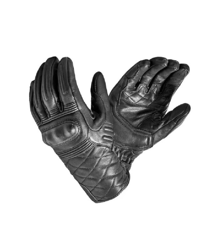 Classic Black Quilted Leather Motorcycle Gloves | Motorbike Glove | 200.8