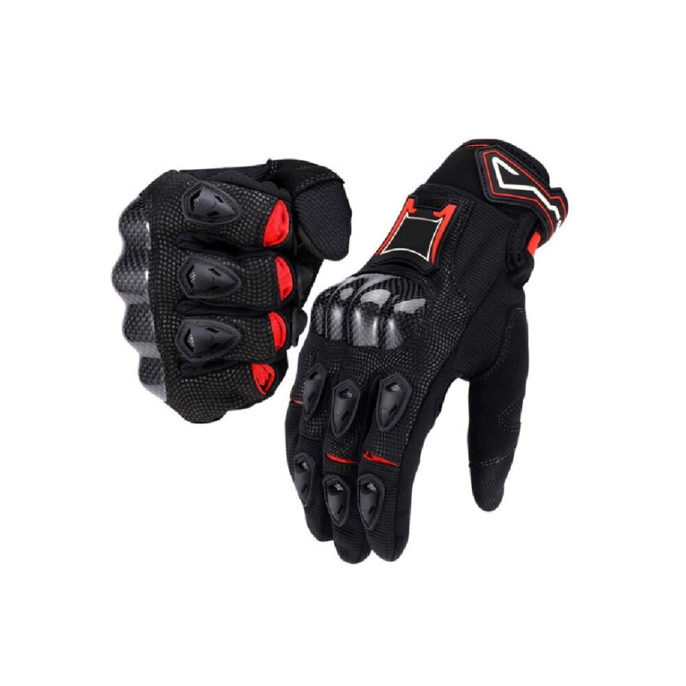 Black & Red Armored Motorcycle Gloves | Motorbike Glove | 200.11