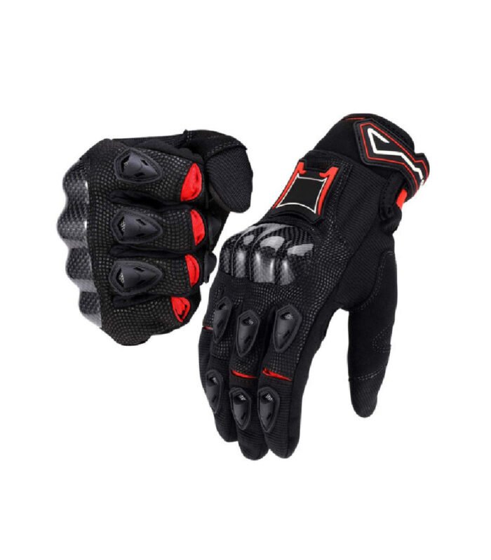Black & Red Armored Motorcycle Gloves | Motorbike Glove | 200.11